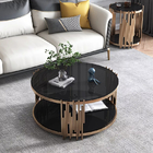 Contemporary Home Room Furniture Oval Gold Metal And Glass TV Stand ODM